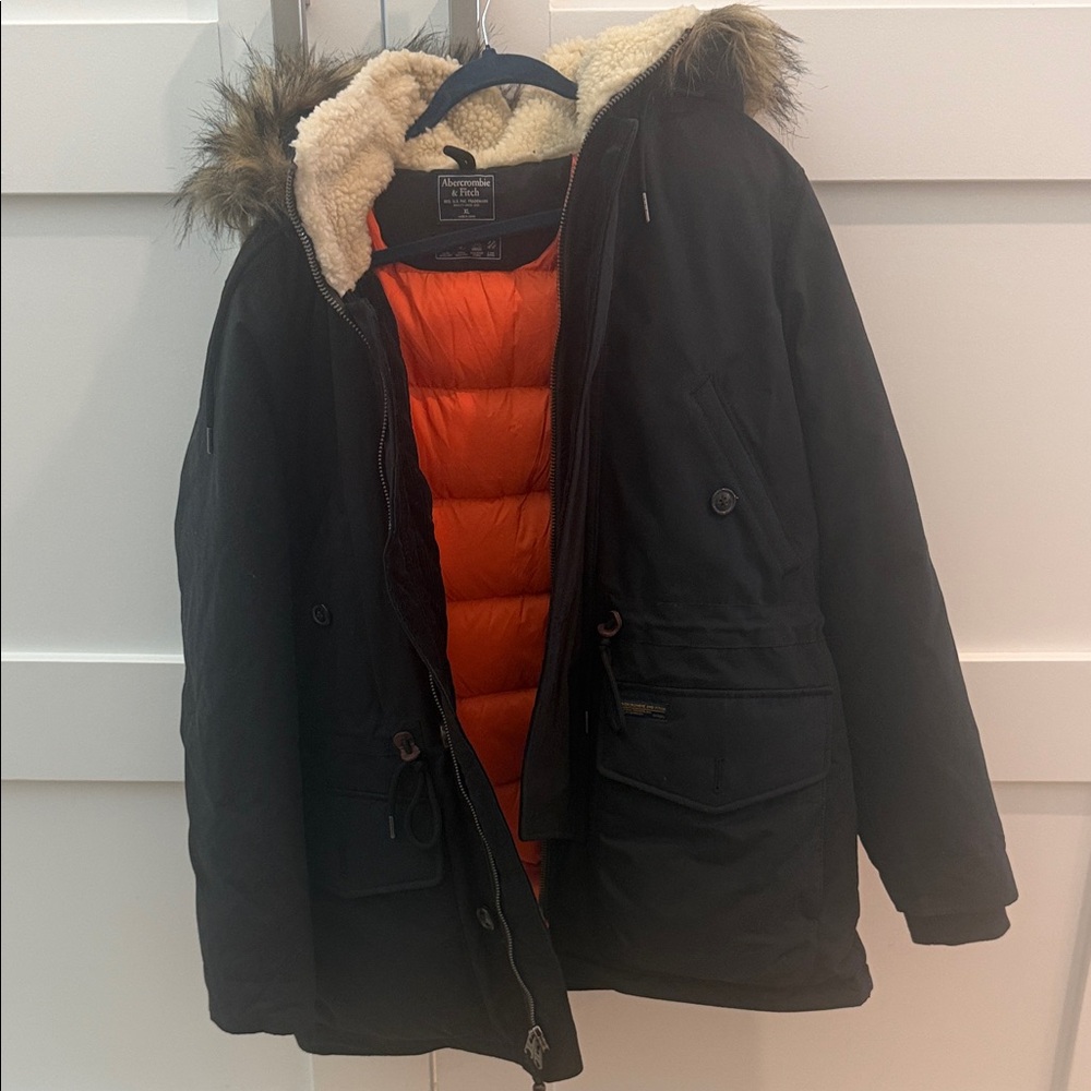 Abercrombie & Fitch Black and Orange Parka
